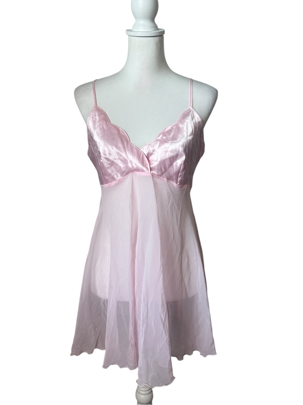 Pink Chiffon Lingerie Babydoll Slip Dress